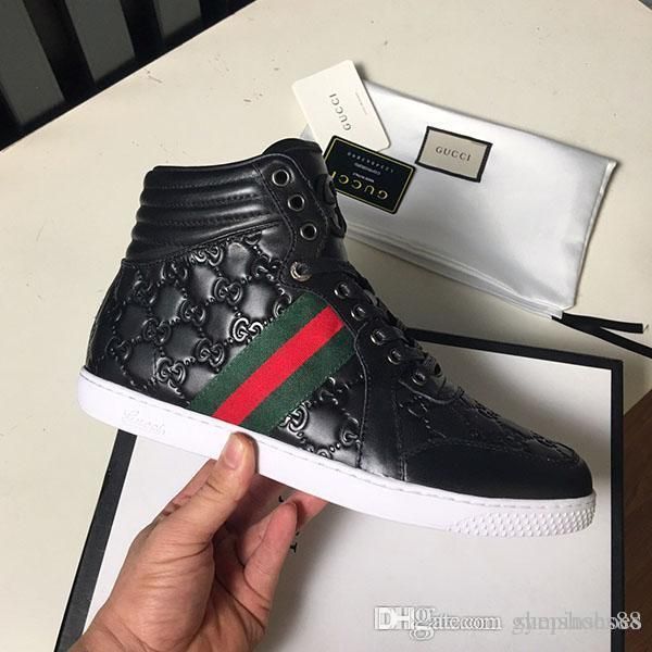 

men's basketball running shoes fashion speed runner luxury high-casual shoes metal button real leather designer trainers shoes for, Black