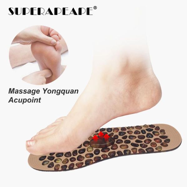 

superapeape foot massage insole soft rubber cobblestone therapy acupressure pad for shoes heated feet massager insoles, Black