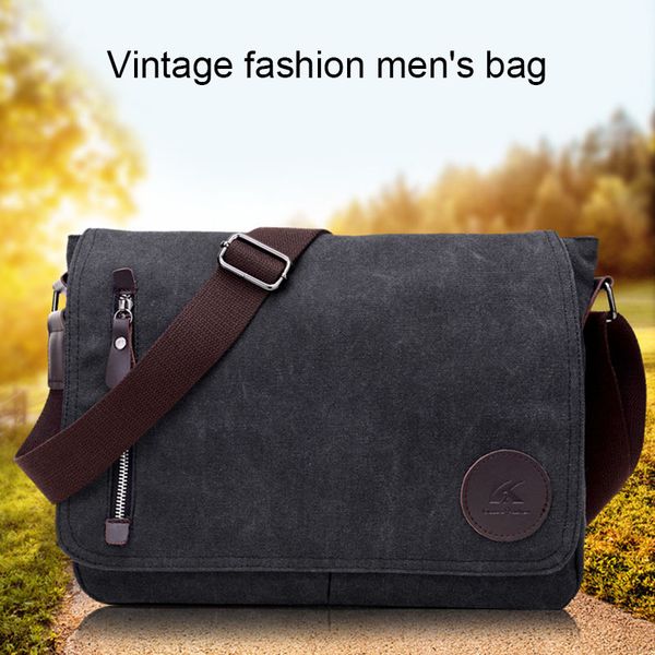 

men vintage canvas schoolbag shoulder messenger bag lapbags popular