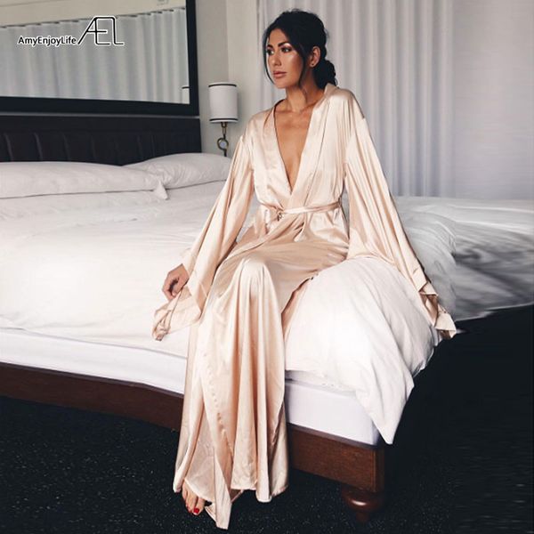 

ael fashion loose soft comfortable night robe women belt bathrobe women's sleep sleepwear shift 2017 select 3 color, Black;red