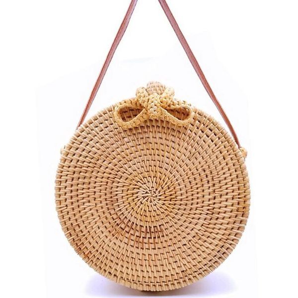

2019 round straw bags women summer rattan bag handmade woven beach cross body bag circle bohemia handbag bali l31