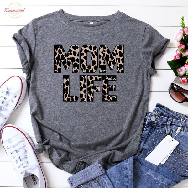 

women t shirt 100% cotton plus size short sleeve mom life leopard print female vogue t shirt o neck flutter sleeve harajuk, White