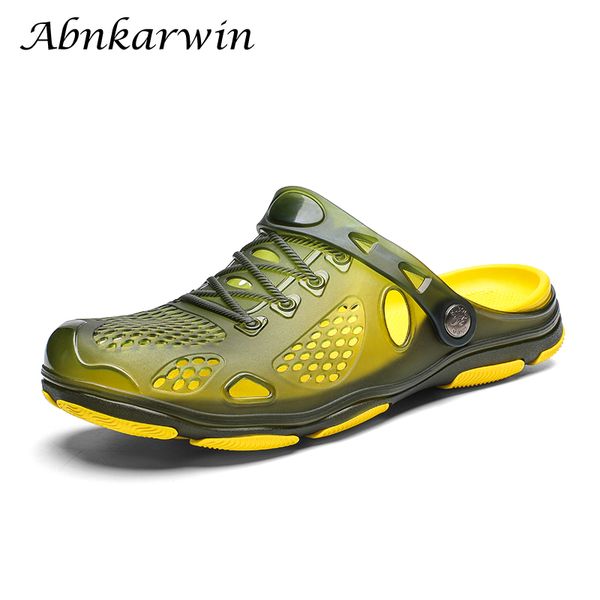 

new summer big size casual sandals men shoes ultra light solid jelly shoes sandalias hombre outdoor walking breathable sandalen, Black