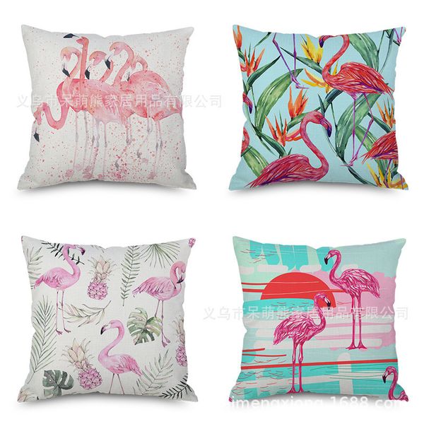 

heat sell flamingo flax pillow imitate hold ma pillow case automobile sofa back cushion cushion fashion pillow factory