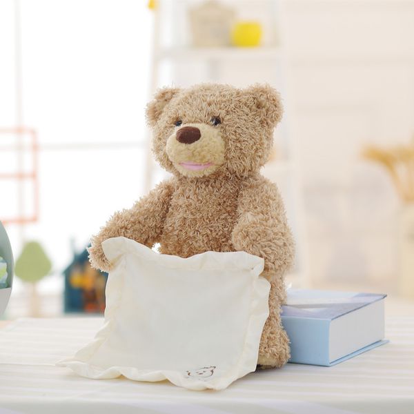 

xmas 30cm teddy bear play hide seek lovely cartoon stuffed kids birthday gift cute electric music bear plush toy party toy