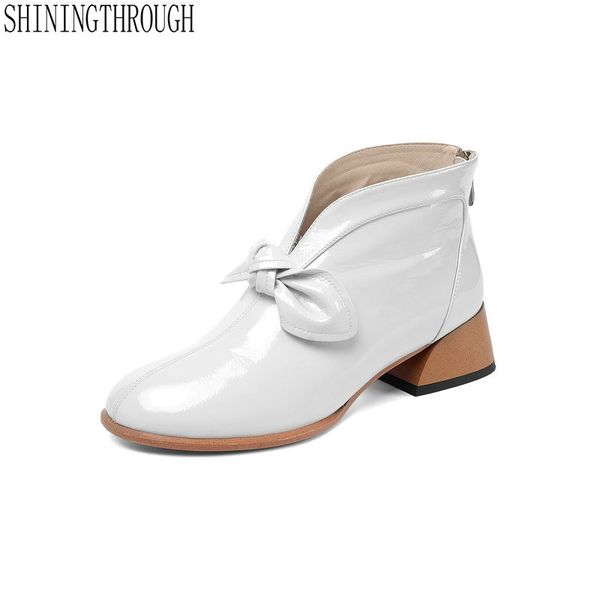 

low square heels women ankle boots autumn winter warm cow leather shoes woman boots size 41 42, Black