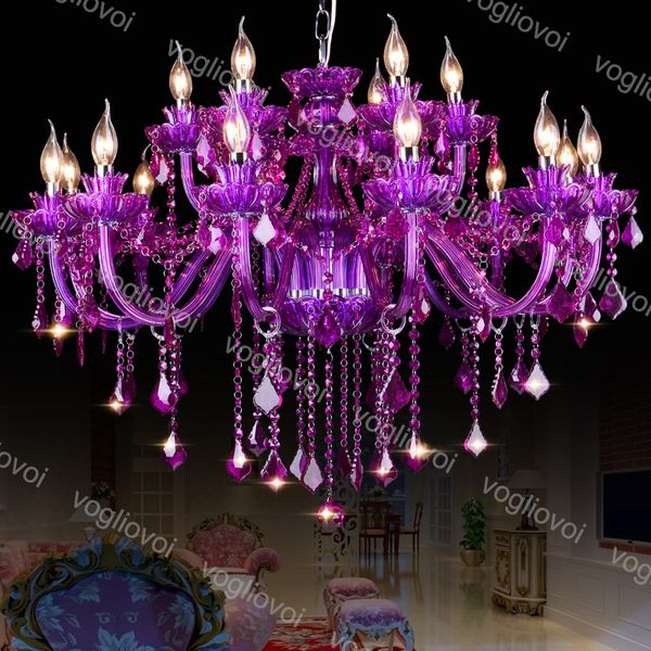 

chandelier lighting k9 purple crystal led filament e14 warm cool white led pendant hanging light lamp home lighting fixture 110v-240v dhl