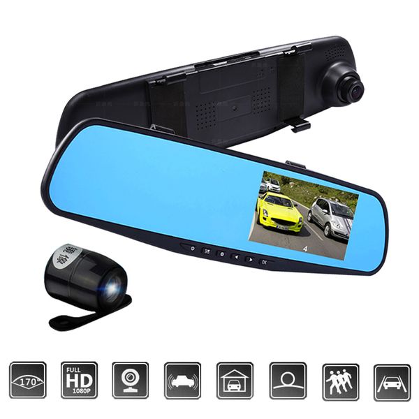 

hoomall car dvr camera recorder dual lens cam mirror rear view full hd 1080p cam auto driving recorder night vision function