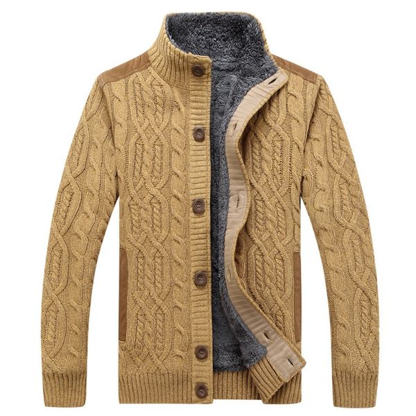 

winter sweater men warm thick velvet sweatercoat single-breasted casual men sweater pattern knitwear cardigan jacket male, White;black