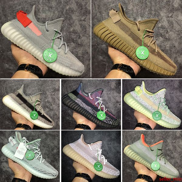 

stock x kanye running shoes desert sage linen tail light zyon 3m reflective static black white women mens designer sports sneakers 36-48