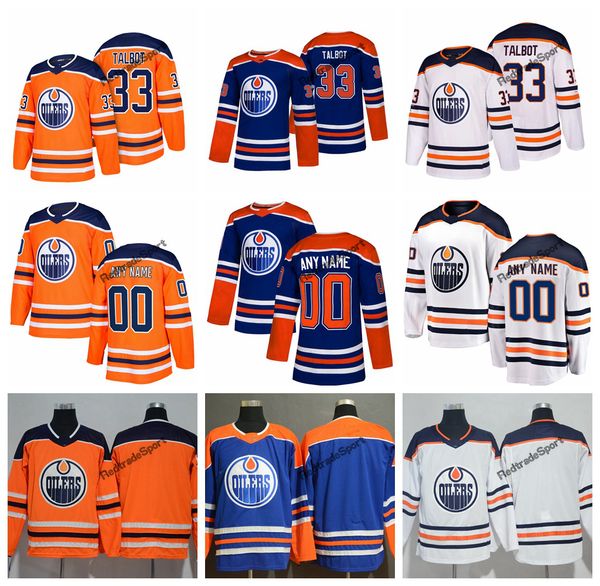 

2019 customize edmonton oilers cam talbot hockey jerseys mens new alternate blue orange 33 cam talbot stitched jerseys shirts s-xxxl, Black;red