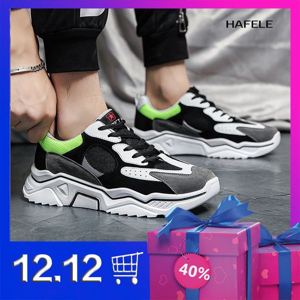 

outdoor men running for jogging sports shoes thick bottom breathable shoes fashion men sneakers restoring ancient ways, Black