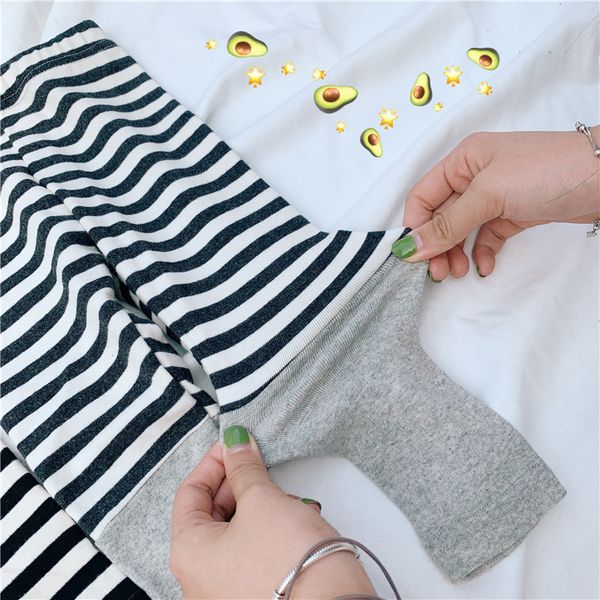 

you gato negro mi 2019 autumn new style thin pure cotton outer wear western style stripes child leggings, Blue