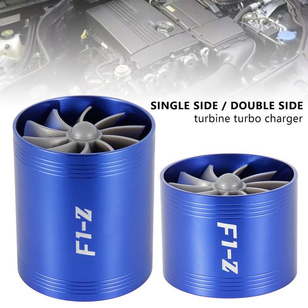 

car supercharger single /double turbine turbo charger air filter intake fan fuel gas saver kit auto replacement part
