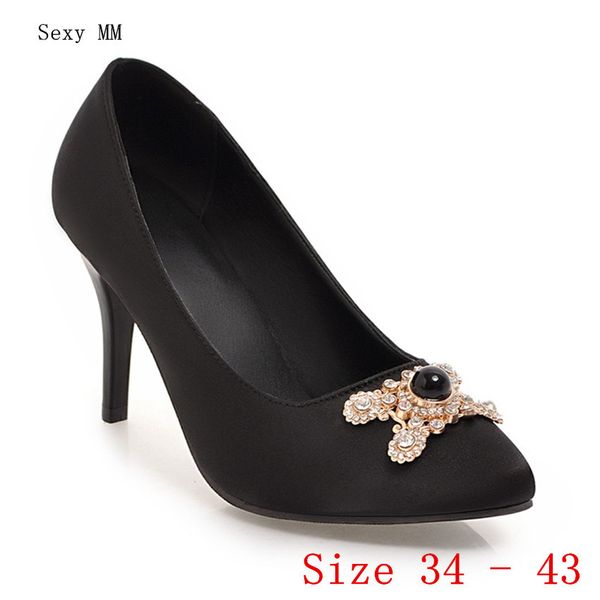 

high heels women high heel shoes pumps stiletto woman party wedding shoes kitten heels plus size 34 - 40 41 42 43, Black