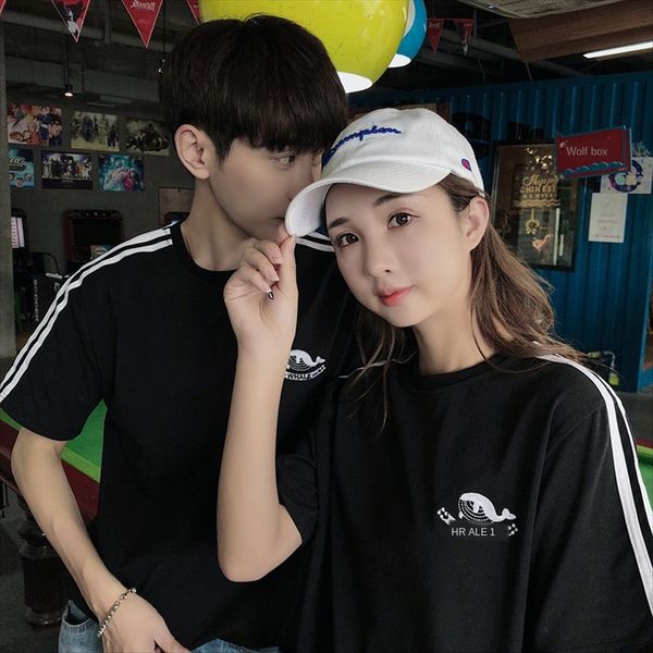 

taojiji 2019 summer clothes couple short-sleeved t-shirt for and fe students taojiji 2019 summer clothes couple short-sleeved t-shirt for ma, White