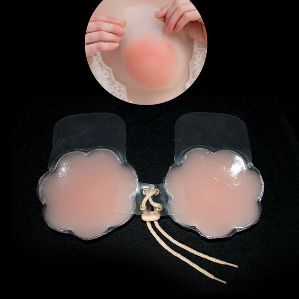 

silicone bra invisible push up bandage strapless bra stealth adhesive backless breast enhancer women's underwear, Red;black
