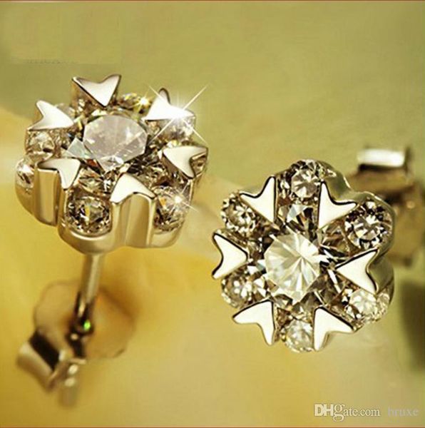 

серебряные серьги корейская женщина корейский прилив женский темперамент снежинка серьги сюэ ву, Golden;silver