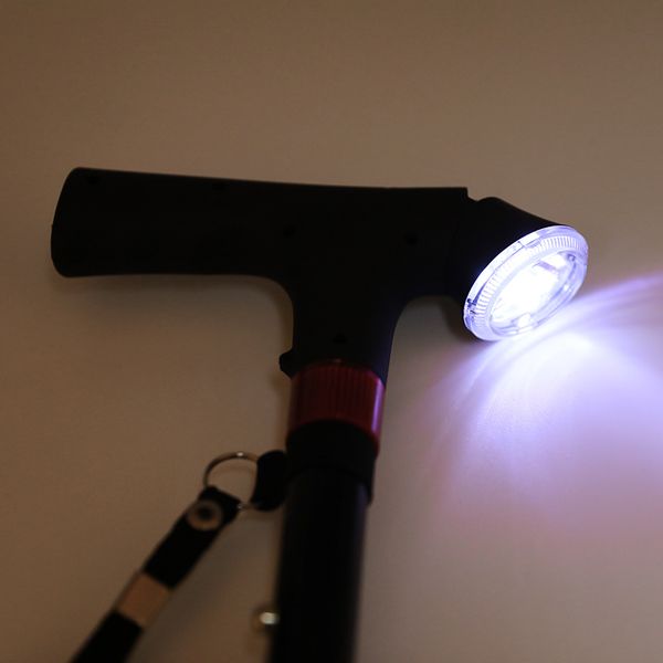 

elderly telescopic folding canes led light aged walking sticks pole aluminum anti-slip four-leg adjustable stick with sos alarm