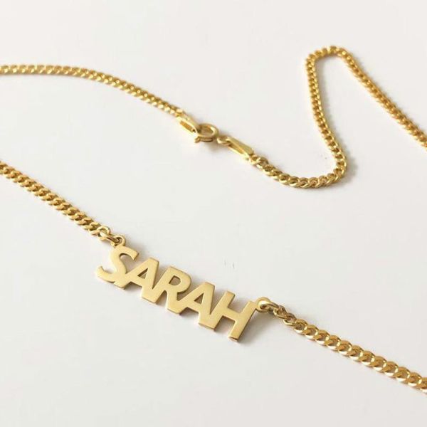 

stainless steel custom necklaces nameplate chain link punk gifts for men women friends hip hop name necklaces female chains, Silver