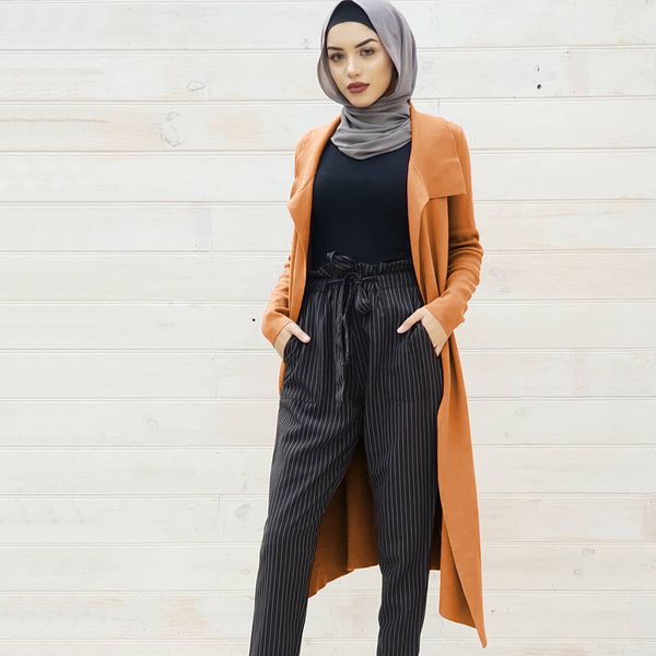 

siskakia long cardigan trench coat autumn winter 2019 brief fashion solid lapel knitted open coat long women's outerwear & sash, Tan;black