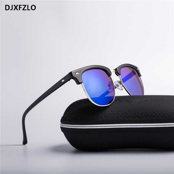 

djxfzlo 2018 half metal fashion new sunglasses men/women brand designer retro rivet lens sun glasses female oculos, White;black