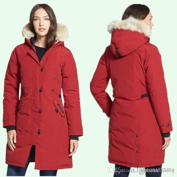 

2020 women's winter classic brand canada thickened warm and cold goose down jacket women's long ski jacket cargo size xs, Black