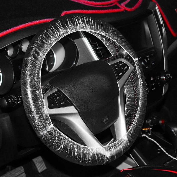 

100pcs/250pcs disposable pe car steering covers dust and dirt protector transparent universal auto steering wheel cover