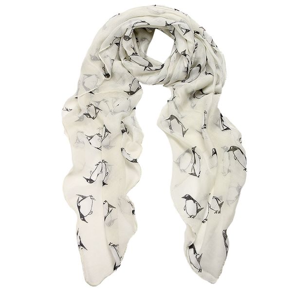 

scarves cartoon printing long women shawl scarves ladies girls soft 180cm cute penguin scarf autumn winter voile