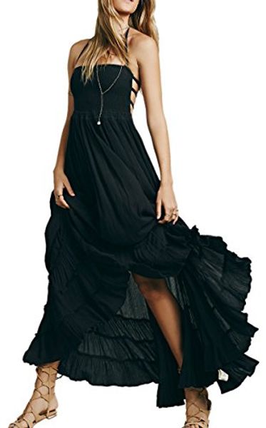 

r.vivimos women summer cotton blackless long dresses, Black;gray