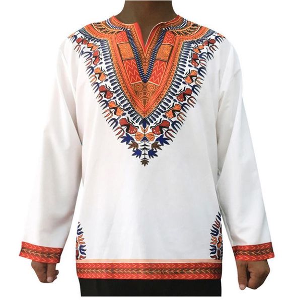 

tshirts fashion folk style print panelled mens long sleeve tees casual males clothing vintage mens designer, White;black