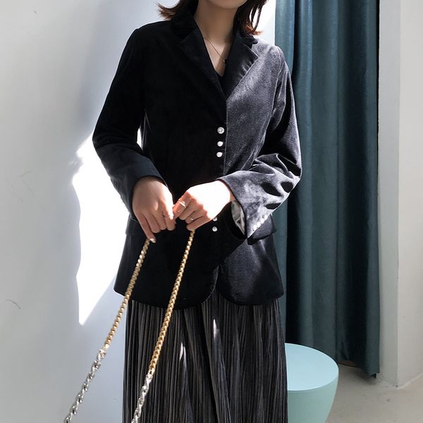 

women's loose velvet suits harajuku style bf casual retro women blazer and jackets office lady casual coat suits feminino blazer, White;black
