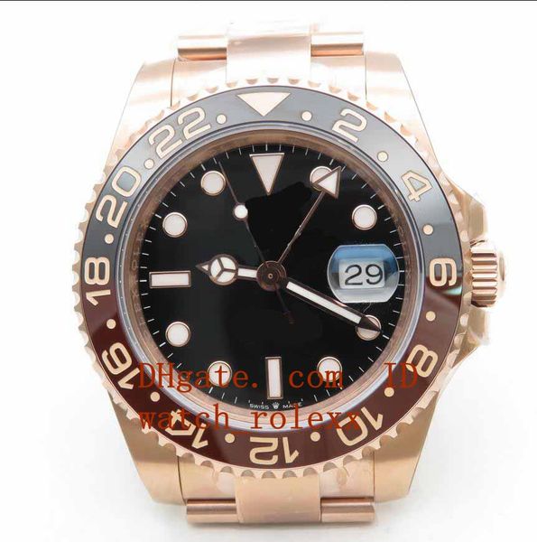 

luxury men's wristwatches movement automatic bp gmt ii 126715chnr 126715 rose gold mens watches gmt work watch, Slivery;brown