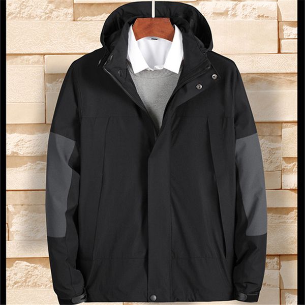 

2019 designer mens 2 pure color  decorated windbreaker jacktes winter fall autumn coat hooded casual coat lsy19886, Black;brown