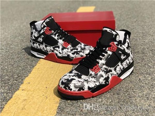 

box with mens basketball shoes sneakers 4s tattoo singles day for men brand designer sports shoes bred high size us7-13