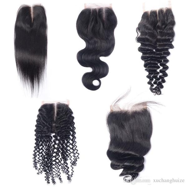 

selling closure brazilian human hair closure body wave straight deep wave loose wave kinky curly 4x4 lace closure, Black;brown