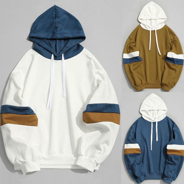 

male hooded wardrobe hoodie sweatshirt brand men casual patchwork, Black