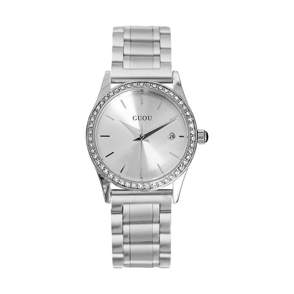 

new rhinestone ladies watch women fashion dress quartz watches lady stainless steel waterproof wristwatch simple girl clock 2019, Slivery;brown