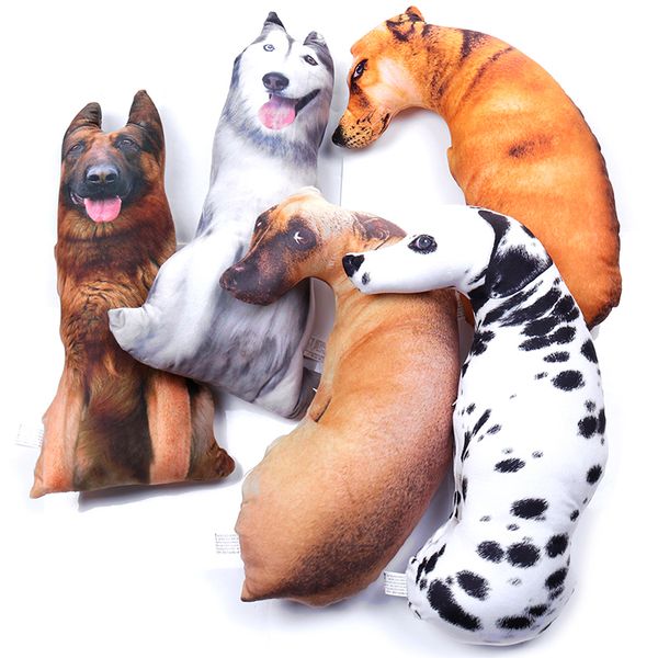 

3d cute bend dog printed throw pillow lifelike animal funny dog head cosplay children favorite toy cushion for home