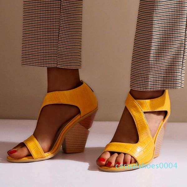 

shoes woman sandals thick bottom rear zipper roman sandals flat open toe wedges fashion womens shoes c04, Black