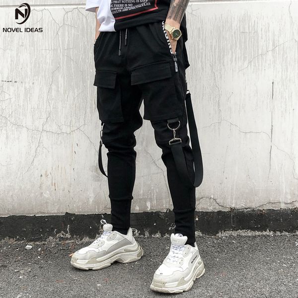 

Novel ideas Jogger Pant Men Multi pocket Elastic Waist Design Pant Street Punk Hip Hop Casual Trousers Joggers Male Dancing