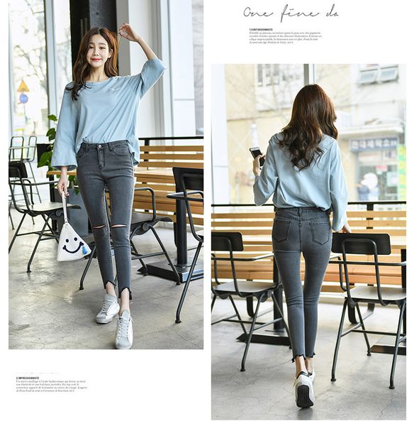 

light grey women's tailored waist and hip princess jeans bk1690, Blue