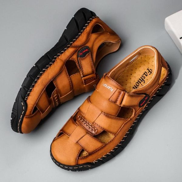 

men sandals pu leather beach shoes for male outdoor casual shoes big size classic gladiator men roman sandals wholesale, Black