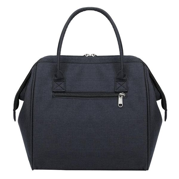 

stylish handle zipper wear resistant large insulated delivery picnic pouch oxford cloth tote lunch bag multifunction carry, Blue;pink