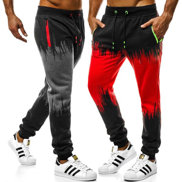 

slim fit 2019ss мужские цвета лоскутное брюки спорт карандаш pantalones jogger sweatpants, Black