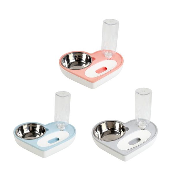 

pet dog cat water food bowl set no-spill detachable automatic water dispenser
