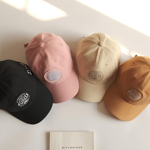 

spring summer kids baseball caps letter pattern cotton baby girls boys hats autumn outdoor sun hats rnpkl, Yellow