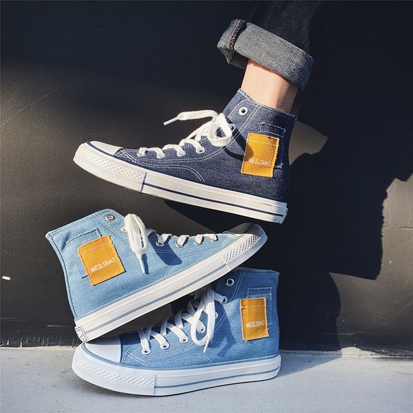 

men shoes men oxford vulcanize jeans shoes korean men's canvas wild men's trend high-to help tides