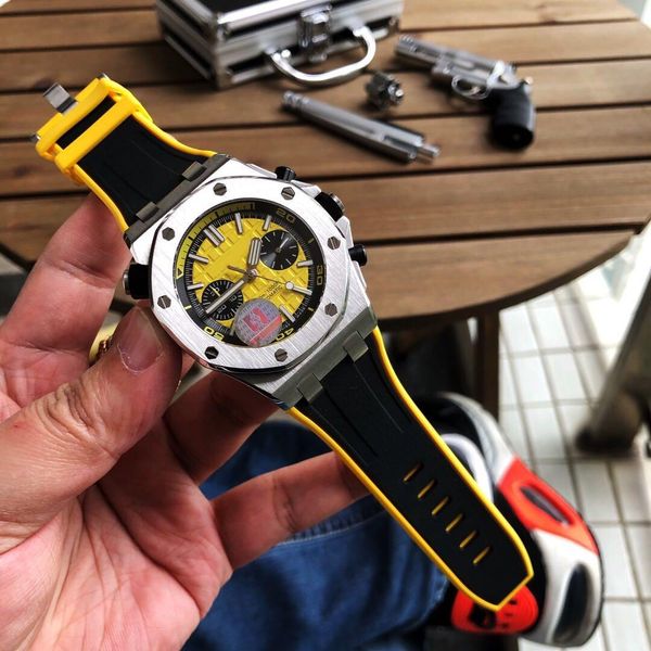 

супер 97 montre de luxe автоматические многофункциональные часы механическое движение 42мм 316fine стали watchcase водонепроницаемый 50m, Slivery;brown