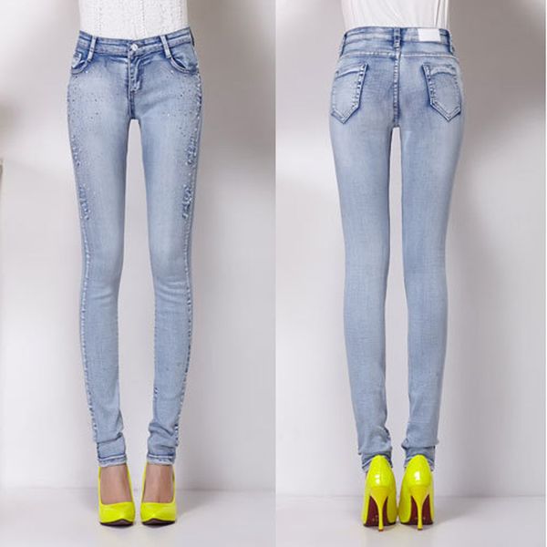 

fashion women skinny casual women jeans pants pencil pants spring trousers slim elegant female clothing new arriavl, Blue
